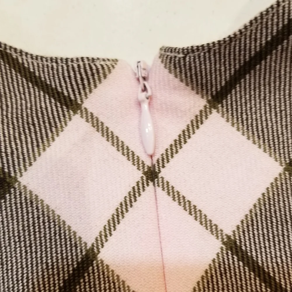 LILI GAUFRETTE France Pink & Brown Plaid Sleeveless A-Line Dress 8 - Picture 9 of 15